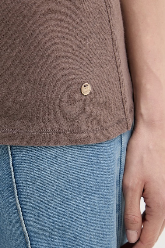 Mos Mosh t-shirt lniany 117440 brązowy