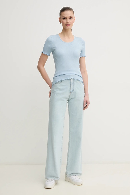 Tričko z hodvábnej zmesi Mos Mosh 168300 modrá ZS25