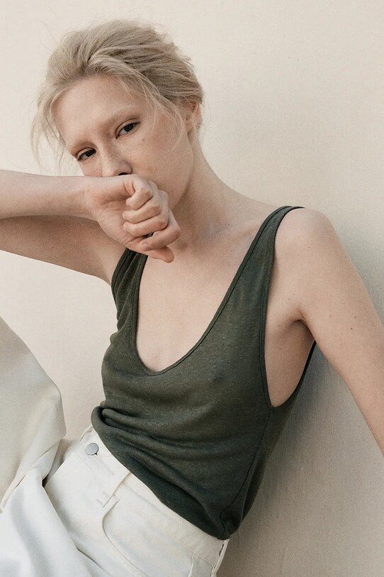 MUUV. top lniany CACHE zielony lniana.koszulka.CACHE