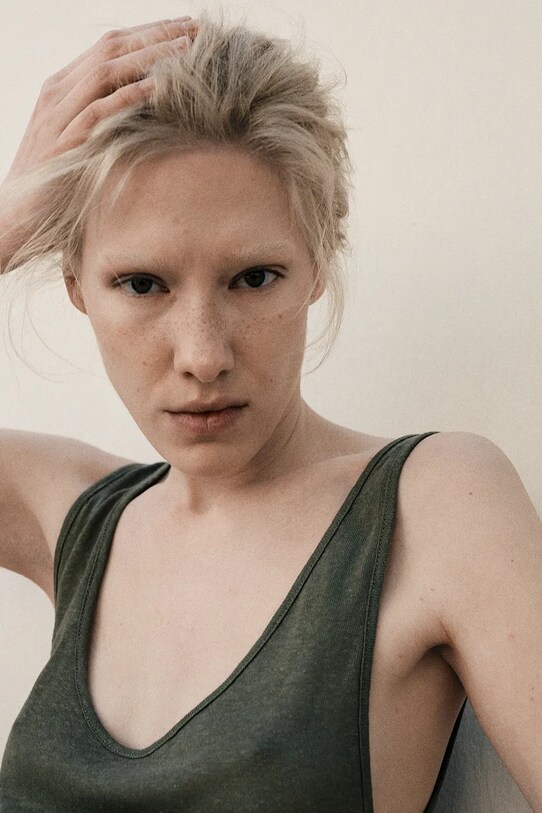 MUUV. top lniany CACHE lniana.koszulka.CACHE zielony