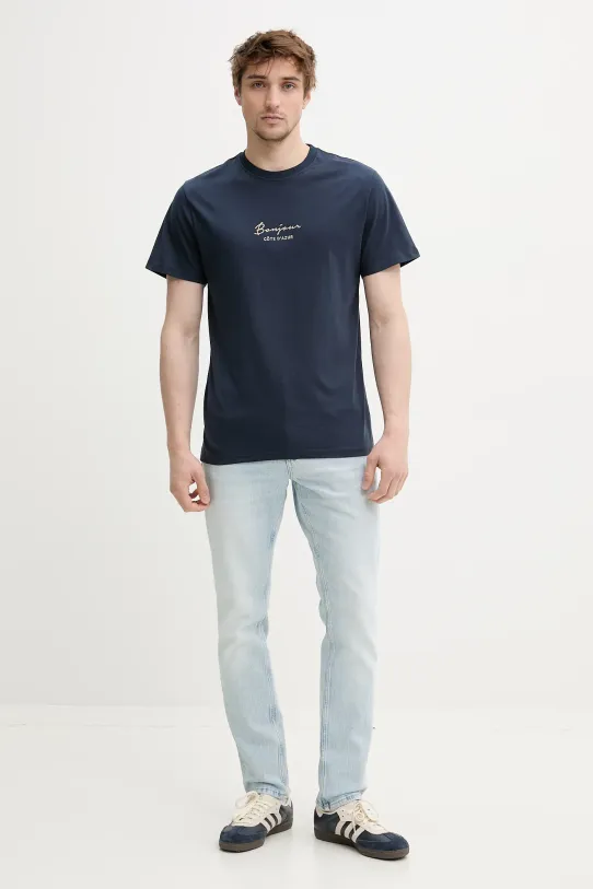 Solid tricou din bumbac PEDRO 21108606.194010 bleumarin ZS25