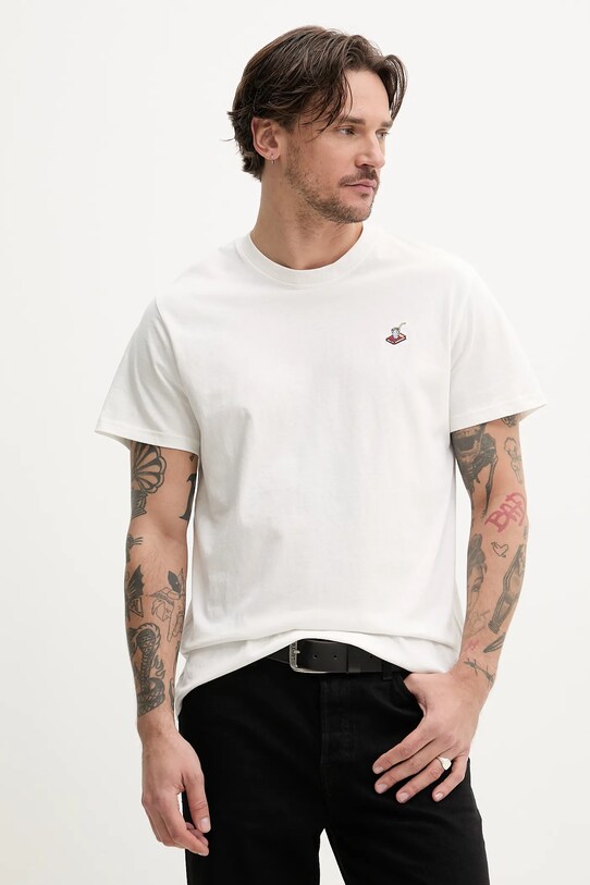 Solid t-shirt bawełniany PEI aplikacja beżowy 21108607.114201