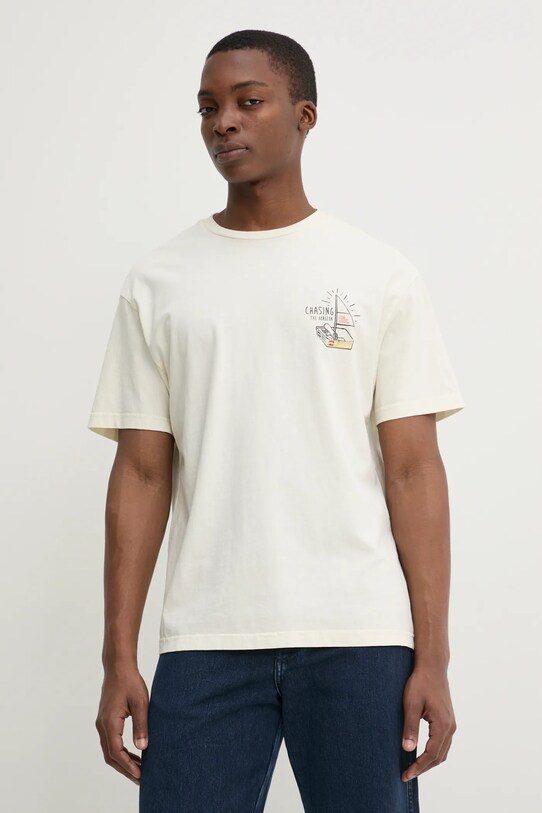 Solid tricou din bumbac ORVAL imprimeu bej 21108505.114201