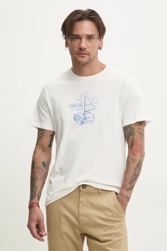 Solid t-shirt bawełniany ODELL nadruk biały 21108509.114201