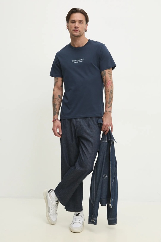 Solid t-shirt bawełniany OSBOURNE 21108511.194010 granatowy ZS25