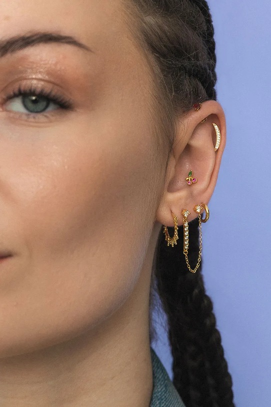 ANIA KRUK náušnice dámské z pozlaceného stříbra s Kubickým zirkonem ROCK IT zlatá SRUKC3489Z