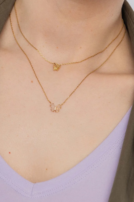 ANIA KRUK колие с висулка дамско от позлатено сребро без камък BELIEVE злато SMRNS2300Z