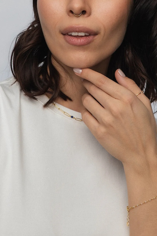 ANIA KRUK колие дамско от позлатено сребро лапис лазули DUO злато SMINN0804Z