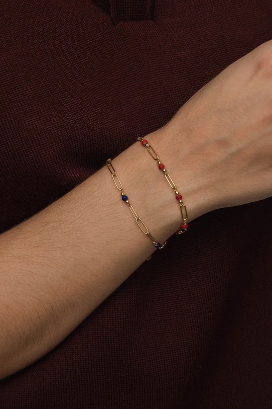 ANIA KRUK női aranyozott ezüst karkötő korall DUO arany SMIAN0775Z