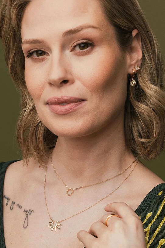 Аксесоари ANIA KRUK колие с висулка дамско от позлатено сребро циркон SKY SJDNC0352Z злато