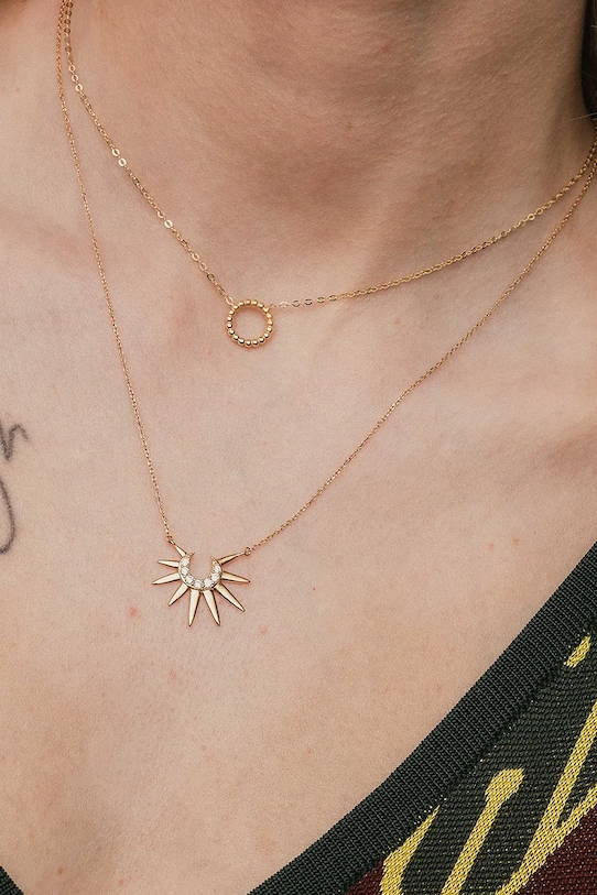 ANIA KRUK колие с висулка дамско от позлатено сребро циркон SKY злато SJDNC0352Z