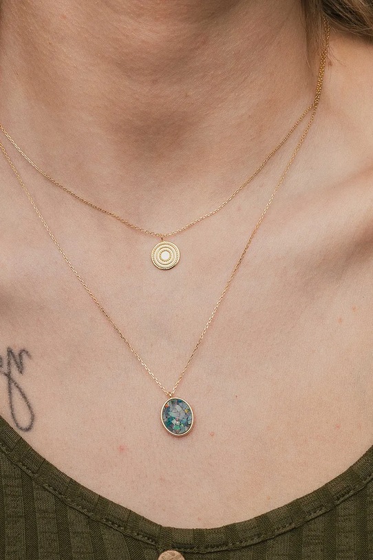 ANIA KRUK колие с висулка дамско от позлатено сребро с опал DUO злато SGCNN0494Z