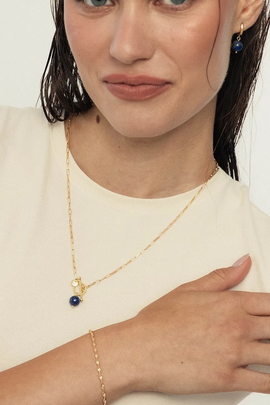 ANIA KRUK nyaklánc medállal női aranyozott ezüst lapis lazuli SUMMER arany SAKNN3204Z