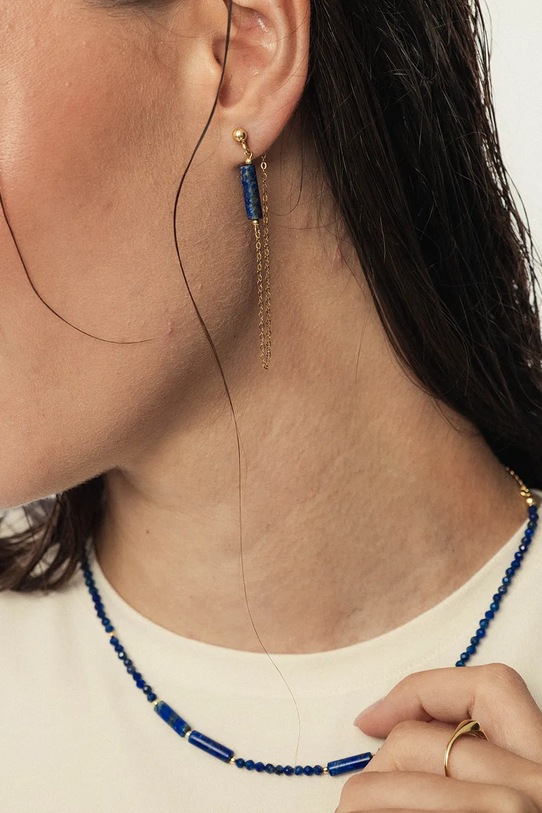 ANIA KRUK κολιέ γυναικείο από φυσική πέτρα λάπις λάζουλι SUMMER σκούρο μπλε SAKNN3164Z