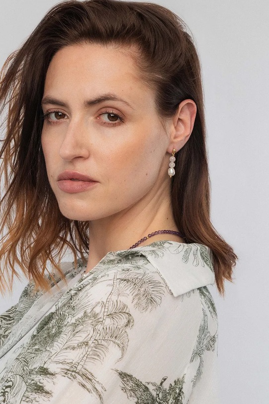 Kiegészítők ANIA KRUK fülbevaló női aranyozott ezüst kvarc SUMMER SAKKN3018Z arany