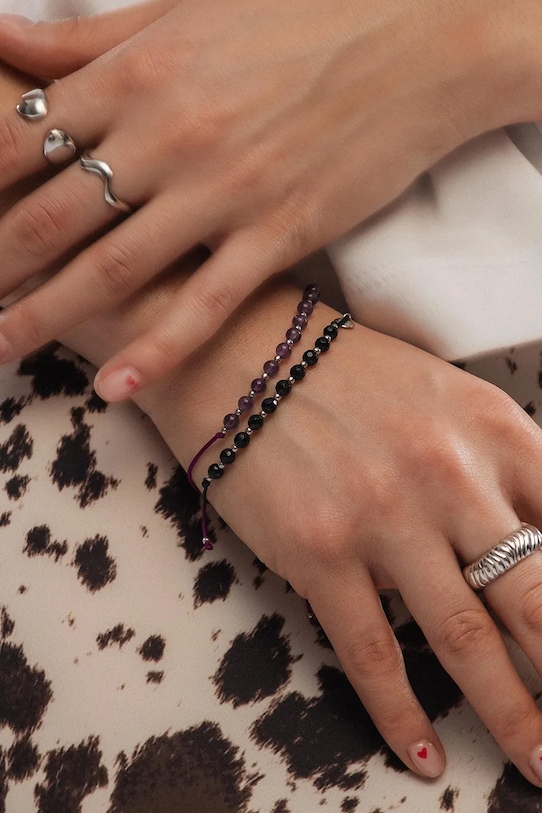 Doplnky ANIA KRUK náramok dámsky z pozláteného striebra s ametystom SUMMER SAKAU0599 fialová