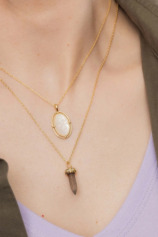 Аксесоари ANIA KRUK колие с висулка дамско от позлатен модел циркон DUO MMRNN2139Z злато