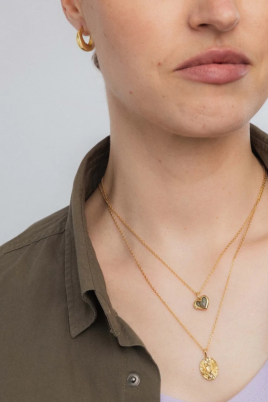 Аксесоари ANIA KRUK колие с висулка дамско от месинг с циркон DUO MMRNN2092Z злато