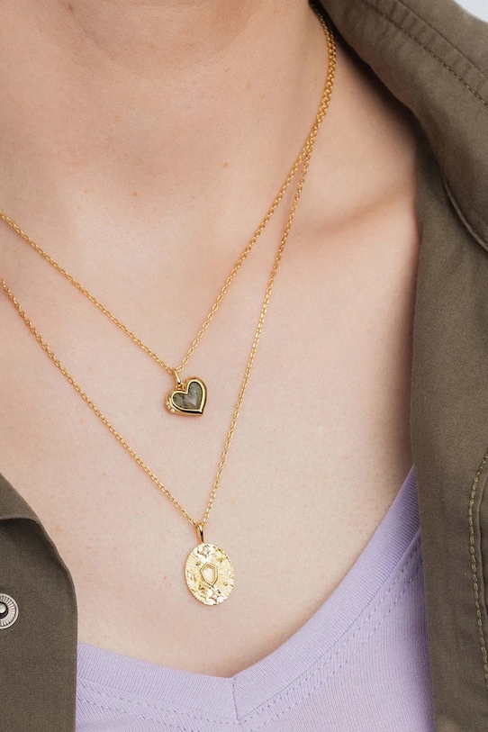 ANIA KRUK колие с висулка дамско от месинг с циркон DUO злато MMRNN2092Z