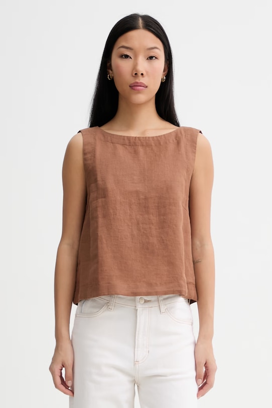 Marc O'Polo μπλούζα γυναικεία λινή καφέ 5000014205