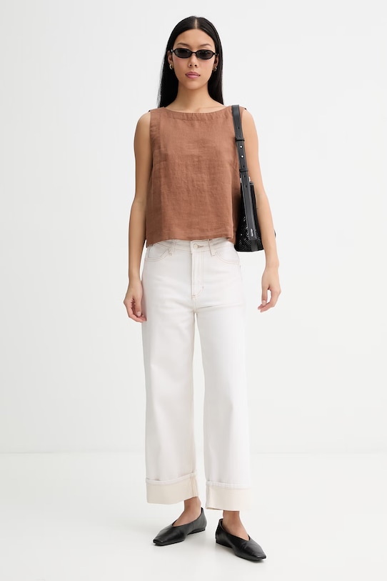 Marc O'Polo μπλούζα γυναικεία λινή 5000014205 καφέ ZS26