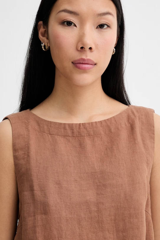Marc O'Polo μπλούζα γυναικεία λινή καφέ 5000014205