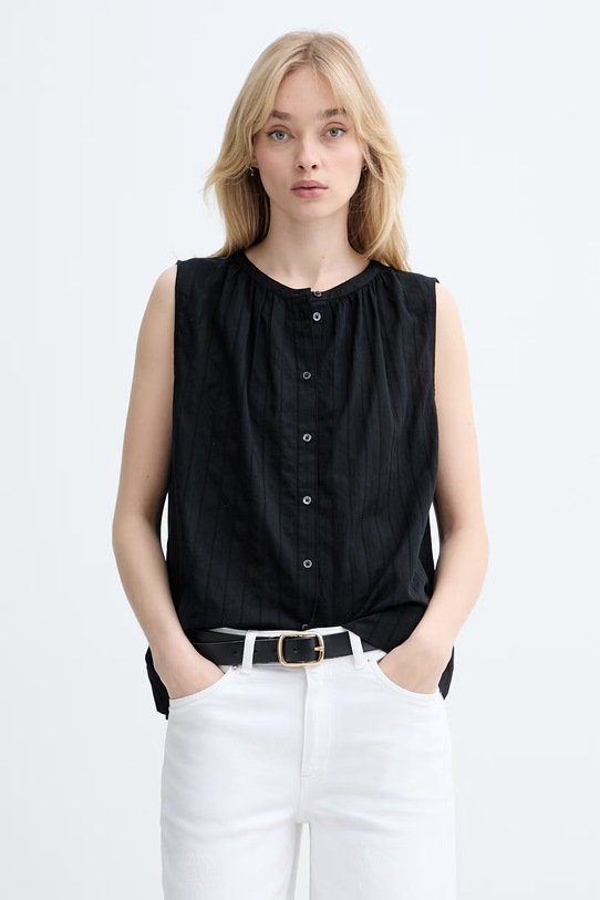 Marc O'Polo bluzka koszulowa damska bawełniana czarny 5000014035