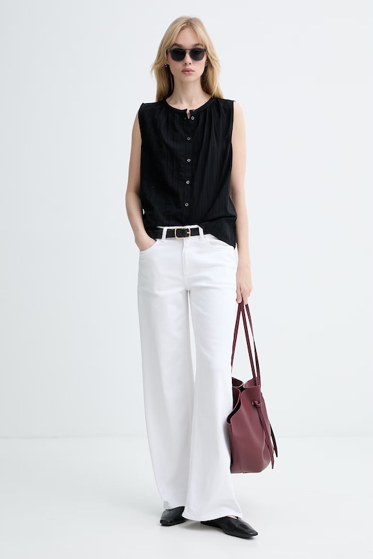 Marc O'Polo bluzka koszulowa damska bawełniana 5000014035 czarny ZS26