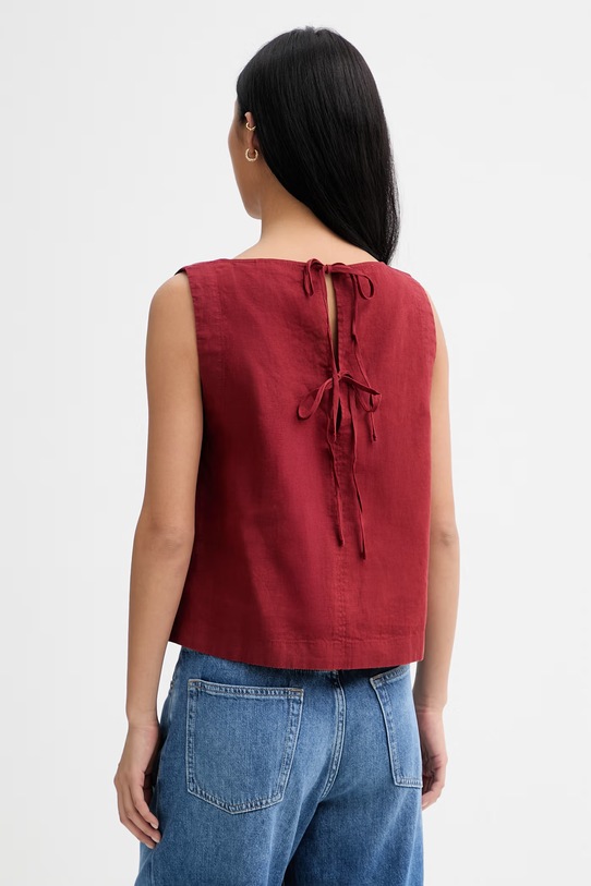 Odzież Marc O'Polo top damski lniany 5000014058 bordowy