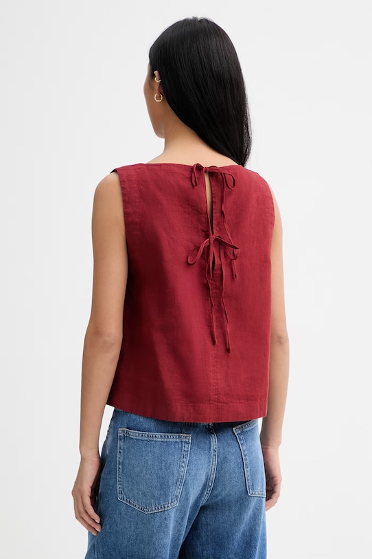 Odzież Marc O'Polo top damski lniany 5000014058 bordowy