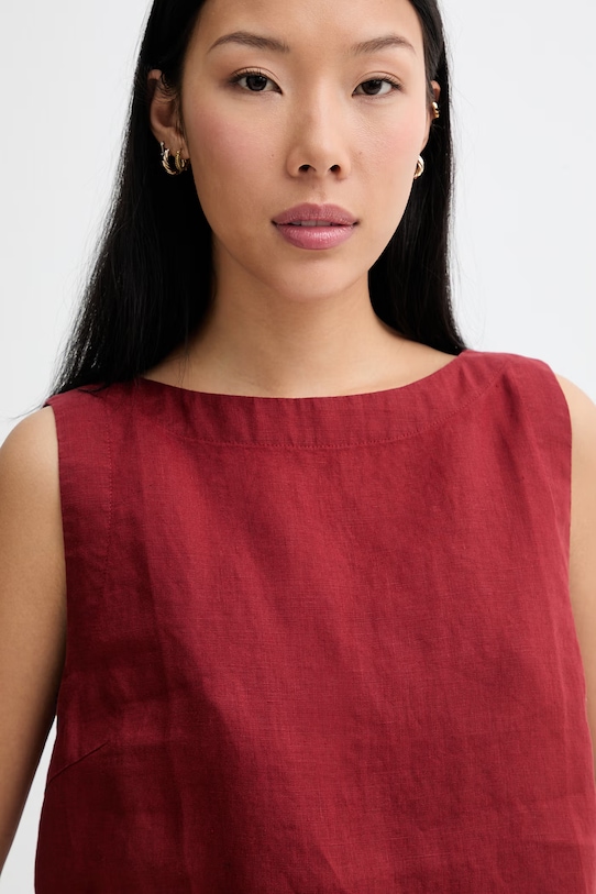 Marc O'Polo top damski lniany bordowy 5000014058