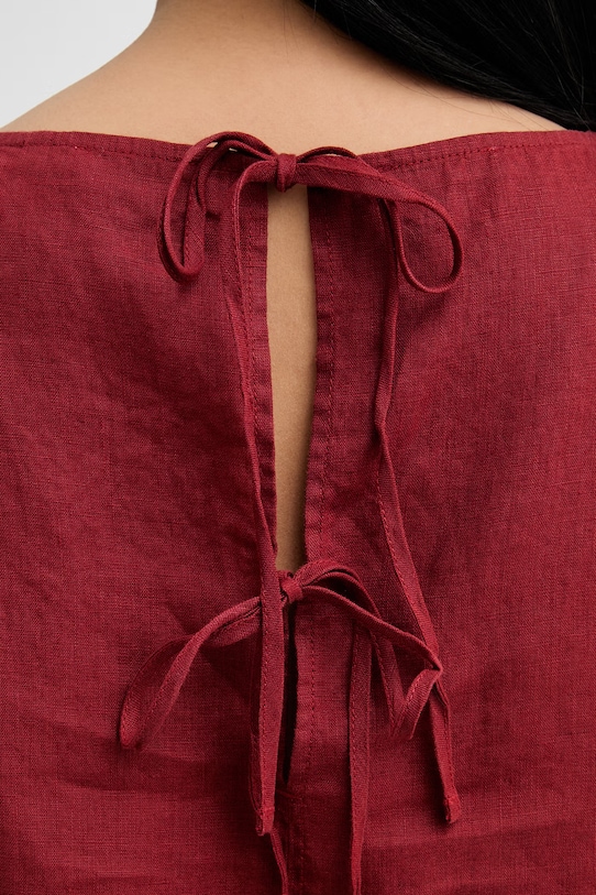 Marc O'Polo top damski lniany 5000014058 bordowy