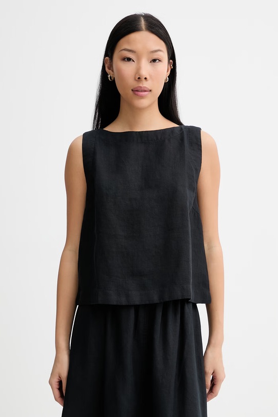 Marc O'Polo top damski lniany czarny 5000014058