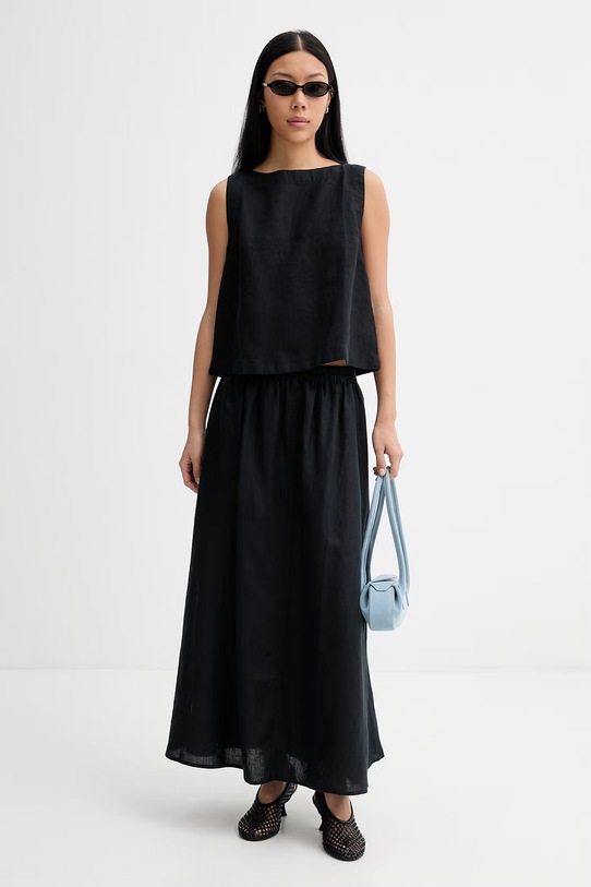 Marc O'Polo top damski lniany 5000014058 czarny ZS26