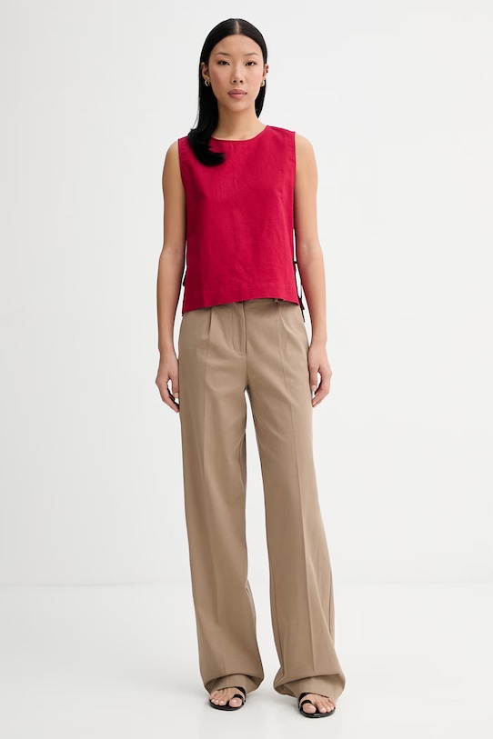 Marc O'Polo halenka dámská se lnem 5000009826 červená ZS26