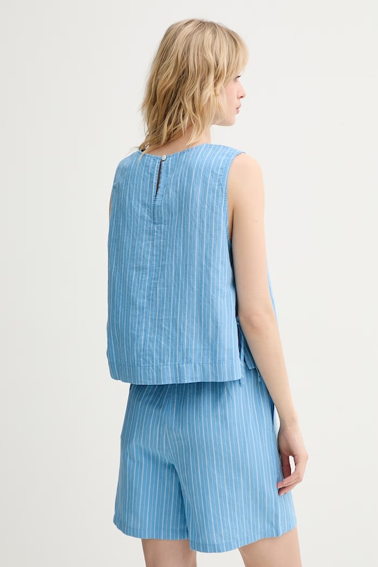 Odzież Marc O'Polo bluzka damska z lnem 5000010532 niebieski