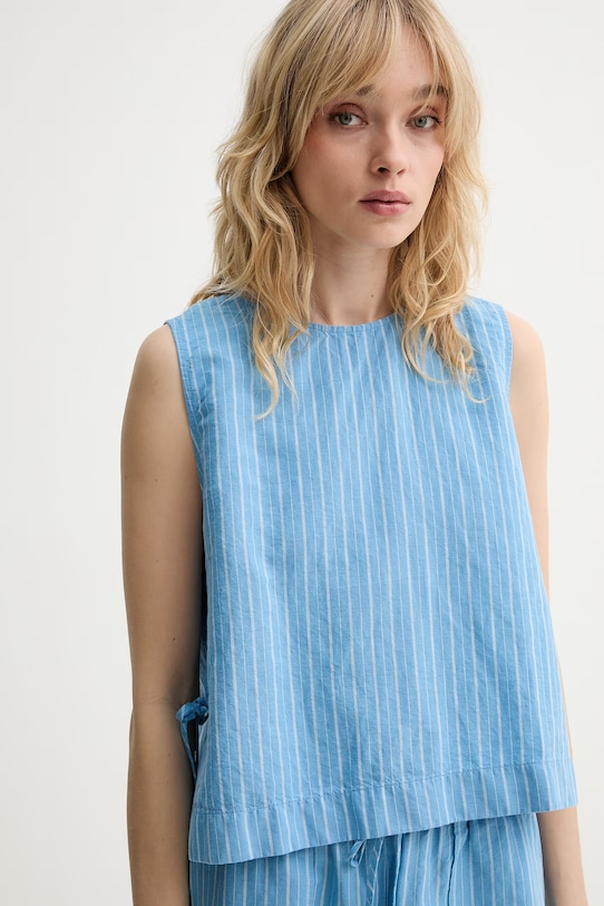 Marc O'Polo bluzka damska z lnem niebieski 5000010532
