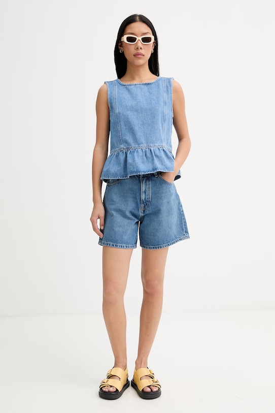 Marc O'Polo μπλούζα με βολάν Γυναικεία ντένιμ 5000011021 μπλε ZS26