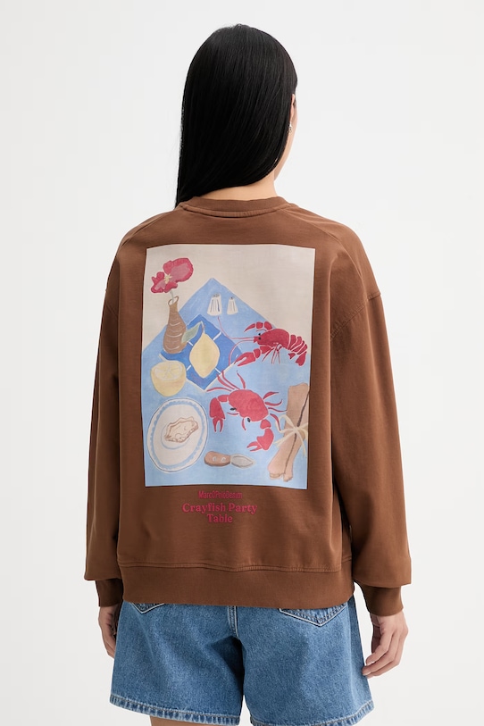 Marc O'Polo bluza oversize damska bawełniana brązowy 5000010005