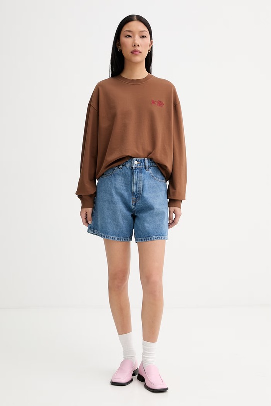 Marc O'Polo bluza oversize damska bawełniana 5000010005 brązowy ZS26