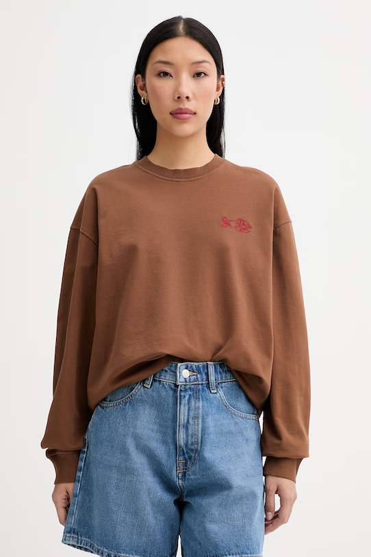 Odzież Marc O'Polo bluza oversize damska bawełniana 5000010005 brązowy