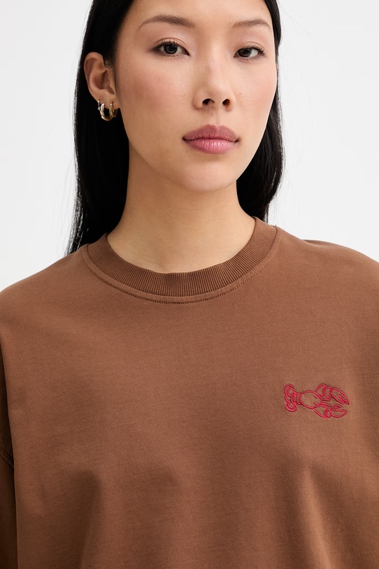 Marc O'Polo bluza oversize damska bawełniana brązowy 5000010005