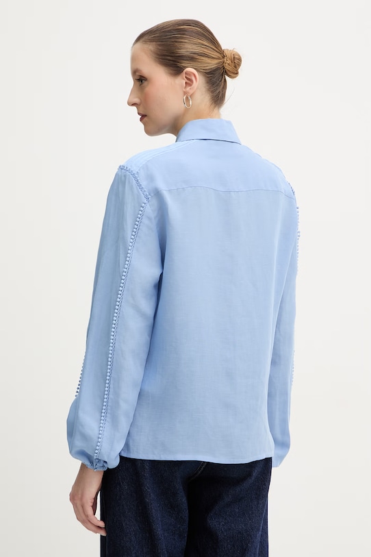 Abbigliamento Silvian Heach camicia con lino FARIN GPP26261CA blu