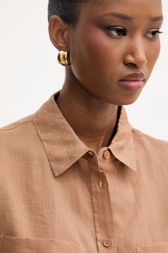 Silvian Heach koszula damska TOBELA brązowy GPP26436CA