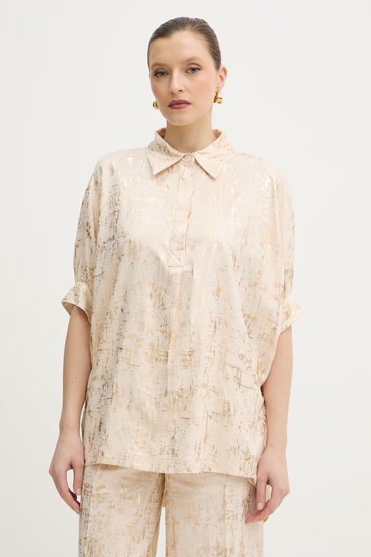 Majica z dodatkom lana Silvian Heach SILIA Casual bež GPP26054CA