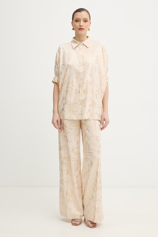 Silvian Heach bluzka z dodatkiem lnu SILIA GPP26054CA beżowy ZS26