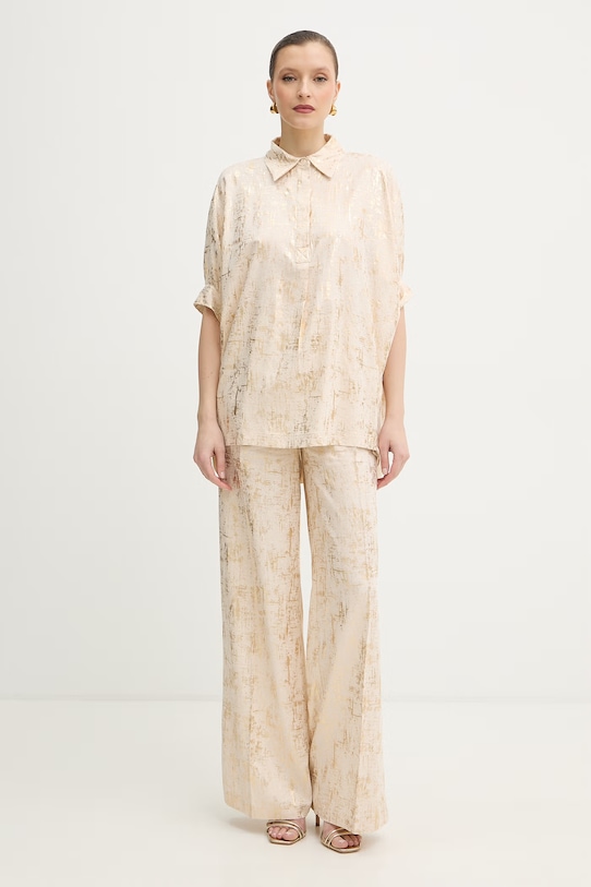 Majica z dodatkom lana Silvian Heach SILIA GPP26054CA bež ZS26