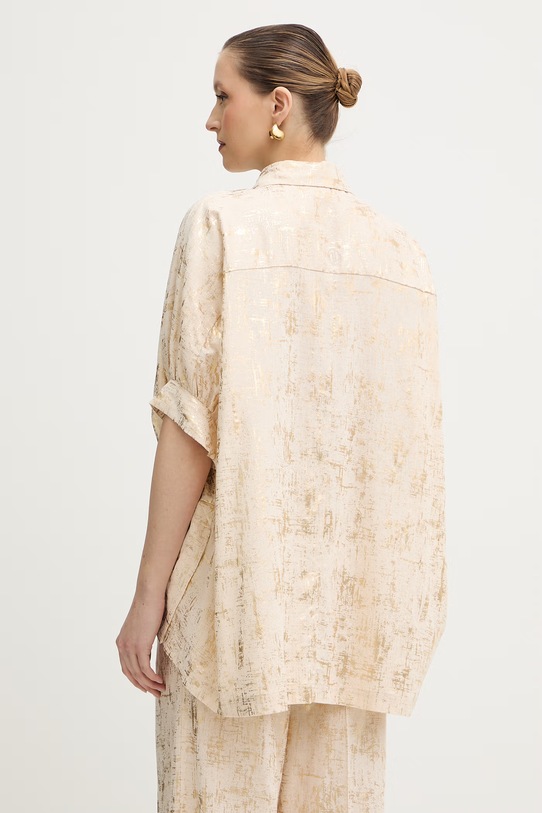 Odzież Silvian Heach bluzka z dodatkiem lnu SILIA GPP26054CA beżowy