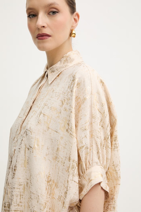 Silvian Heach bluzka z dodatkiem lnu SILIA beżowy GPP26054CA