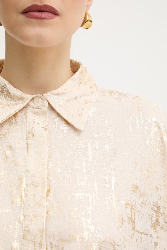 Silvian Heach bluzka z dodatkiem lnu SILIA GPP26054CA beżowy